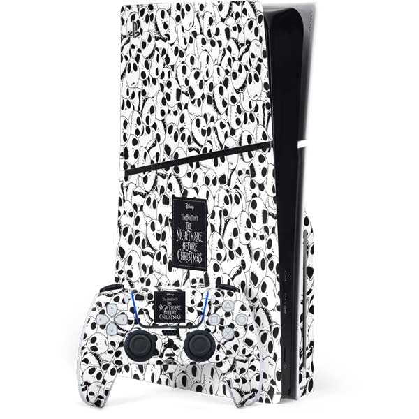 Skinit Decal Gaming Skin Compatible with PS5 Slim Disk Bundle - Officially Licensed Disney The Nightmare Before Christmas Jack Skellington Pattern Design