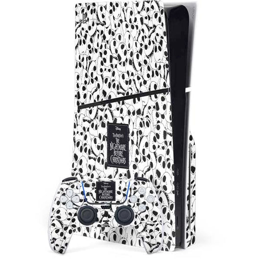 Skinit Decal Gaming Skin Compatible with PS5 Slim Disk Bundle - Officially Licensed Disney The Nightmare Before Christmas Jack Skellington Pattern Design
