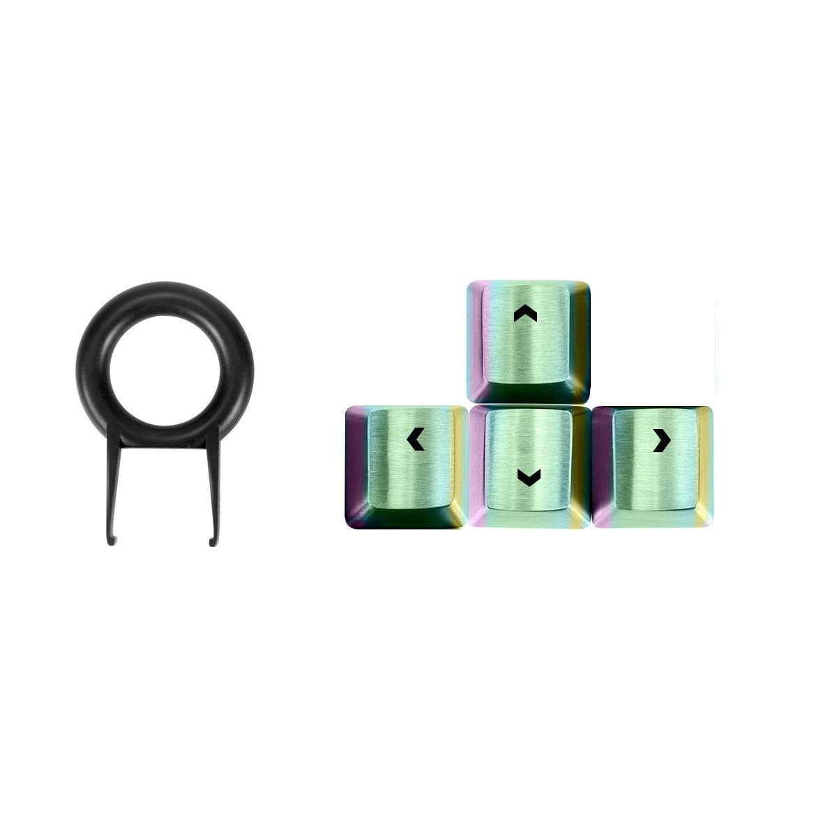 Fitlink Stainless Steel Metal Keycaps with Key Puller for Mechanical Keyboard Cherry Mx Switch(Direction Keys Colorful)