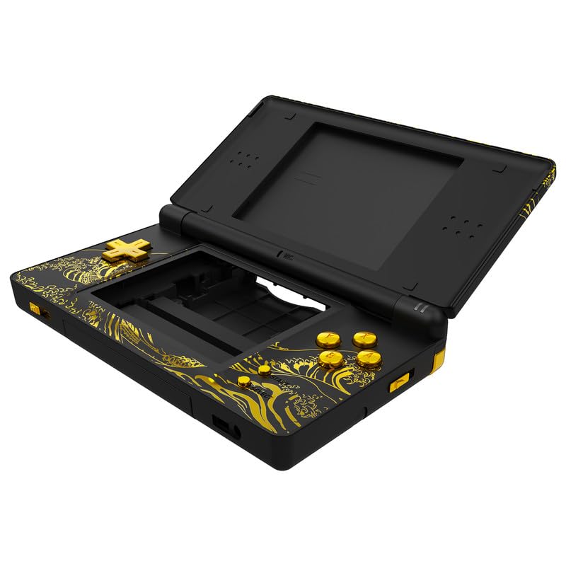 eXtremeRate Nintendo DS Lite Full Housing Shell Case - Great Golden Wave Off Kanagawa Design, Includes Buttons & Screen Lens