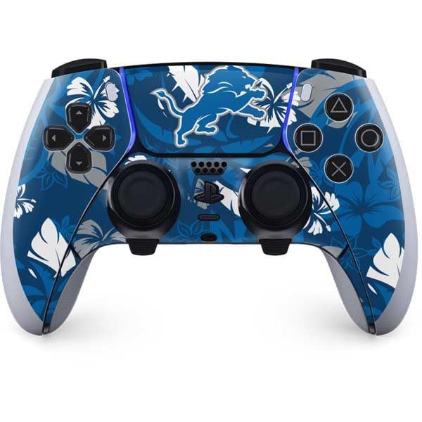 Skinit Decal Gaming Skin Compatible with PS5 DualSense Edge Pro Controller - Officially Licensed NFL Detroit Lions Tropical Print Design