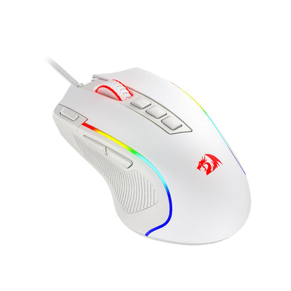 Redragon M612 Predator RGB Gaming Mouse, 8000 DPI, 11 Programmable Buttons, Wired, White