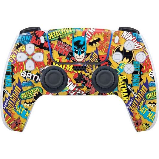 Skinit Decal Gaming Skin Compatible with PS5 Controller - Officially Licensed DC Comics Batman Mask Vintage Pattern Design