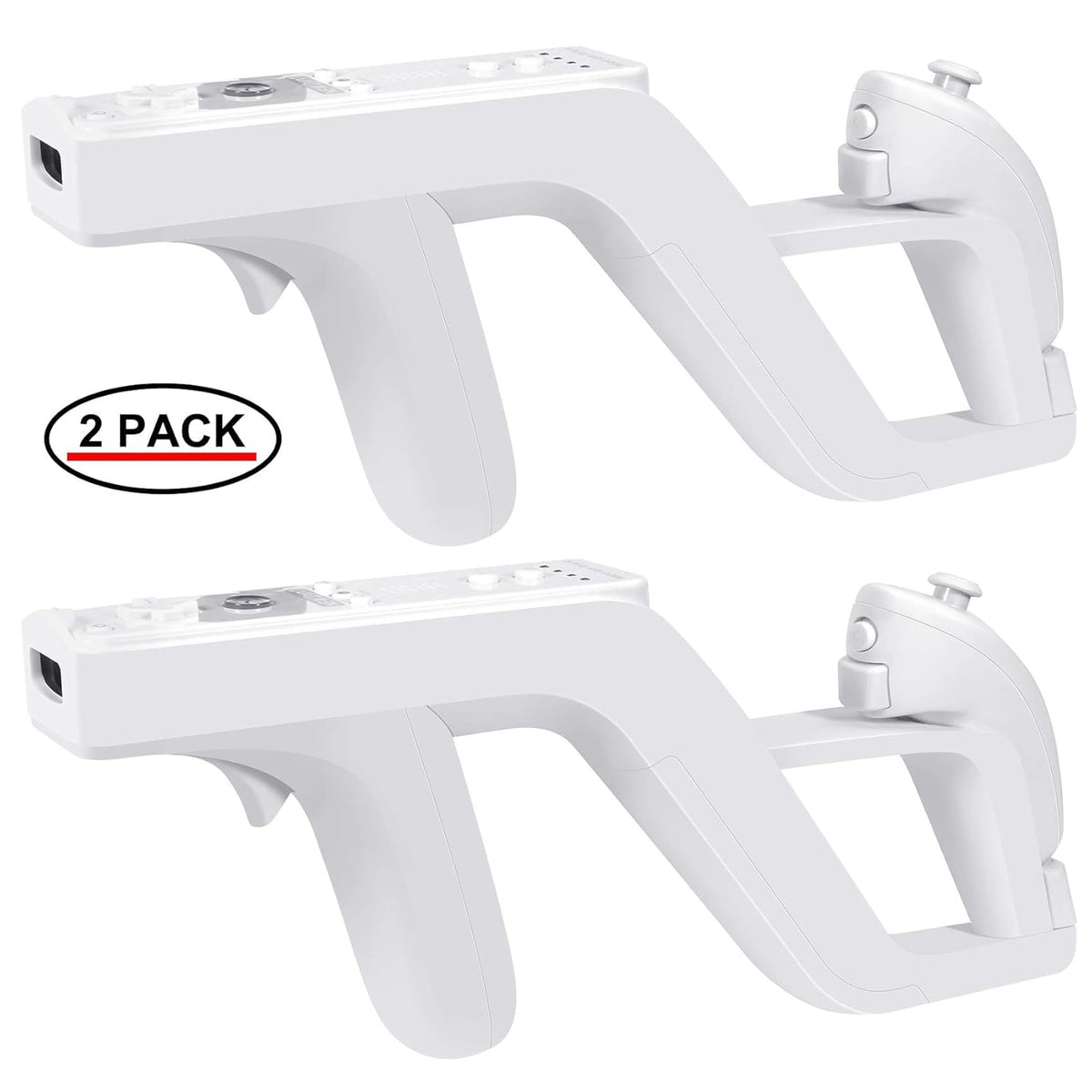 EuroBird Shooting Game Wii u Zapper tool Grip-suitable for Wii Nunchuk Wireless Remote Controller (White Set of 2)& Hunting toy blaster for Wii Accessories