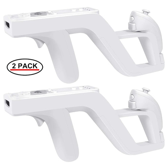 EuroBird Shooting Game Wii u Zapper tool Grip-suitable for Wii Nunchuk Wireless Remote Controller (White Set of 2)& Hunting toy blaster for Wii Accessories