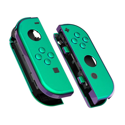 eXtremeRate DIY Replacement Shell Buttons for Nintendo Switch & Switch OLED, Chameleon Green PurpleCustom Housing Case with Full