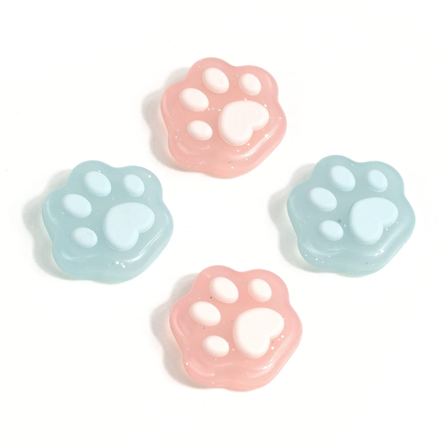 GeekShare Cat Paw Shape Thumb Grip Caps Soft Silicone Joystick Cover Compatible with Switch/OLED/Switch Lite 4PCS (Glitter)