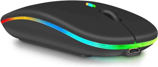 UrbanX Bluetooth Rechargeable Mouse - Wireless RGB LED Onyx Black for Laptop/PC/Mac/iPad Pro - Model UXM030