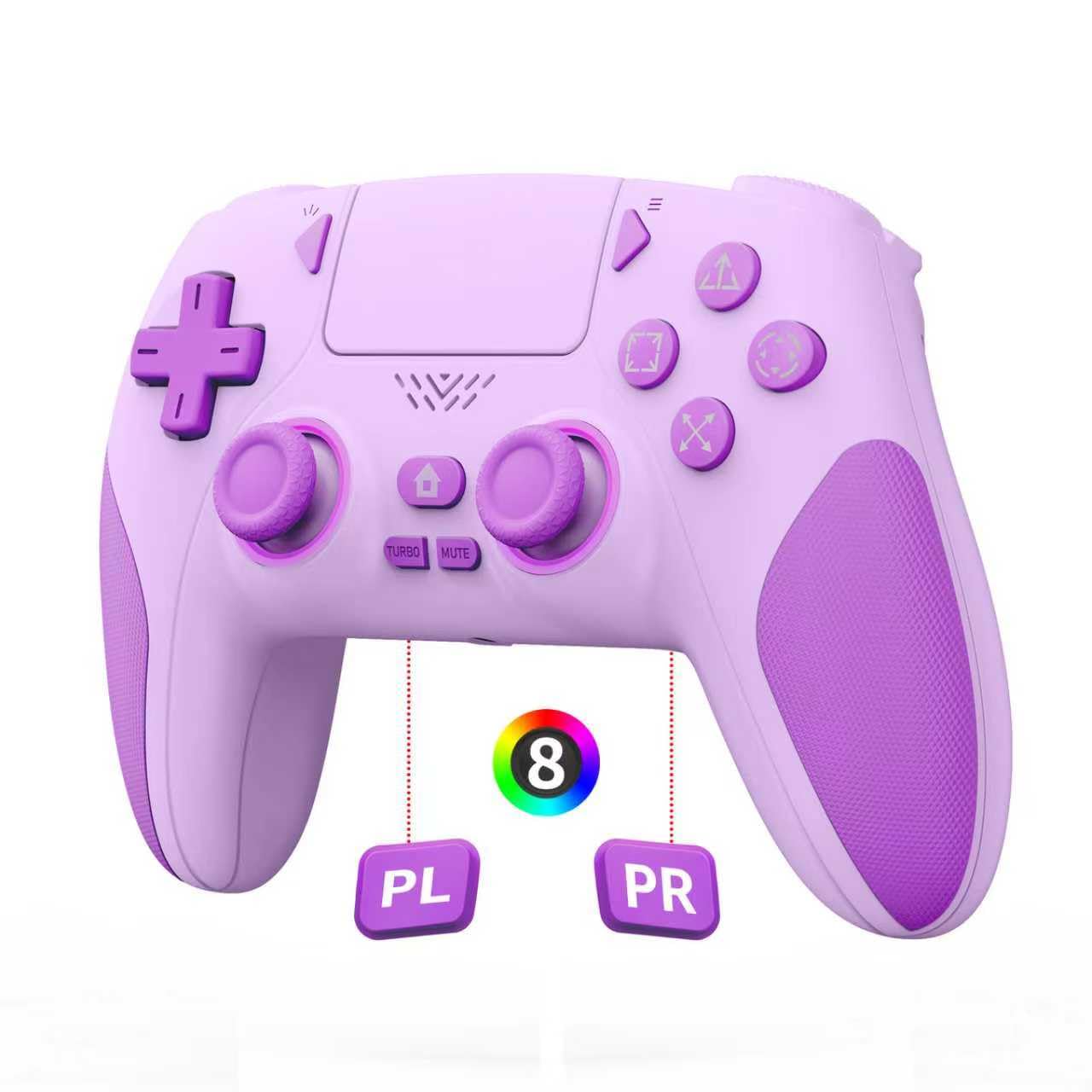 Kamylorus Wireless Controller for PS-5 PC  Hall Effect Controller with Paddles  Dual Vibration  Marco/Turbo Function  3.5Mm Audio Jack  6-Axis Motion Control 1000Mah Battery Speaker Purple