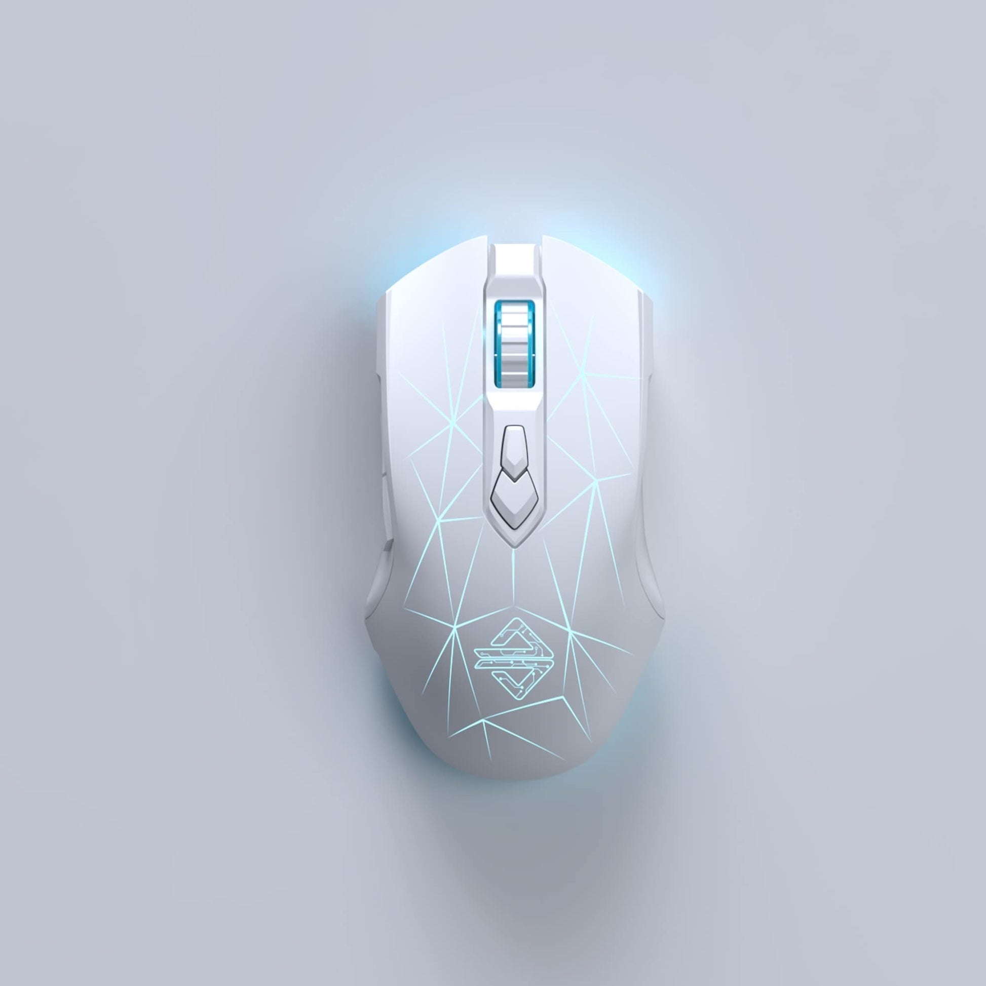 AJ52PRO Watcher 2.4G Wireless/ Bluetooth 5.0/ Wired Gaming Mouse  10000 DPI  Programmable 7 Buttons  Ergonomic LED Backlit USB Gamer Mice Computer Laptop PC  for Windows Mac Linux OS  Star White
