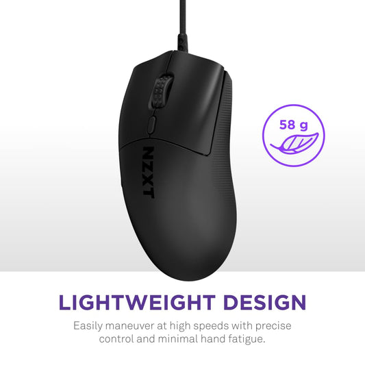 NZXT Lift 2 Symmetrical Wired Gaming Mouse, 58g, 8K Polling Rate, 26K DPI, Optical Switches, Black, Model MS-001NB-03