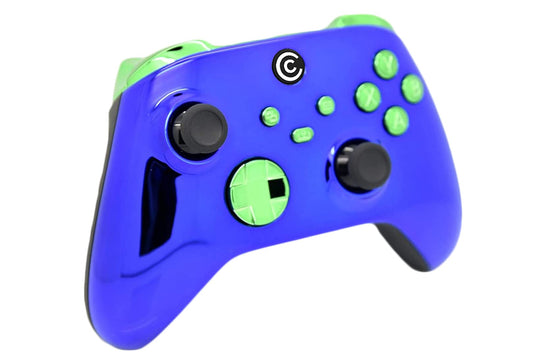 Custom Controllerzz Designer Series Wireless Controller for Xbox & PC - Blue Chrome & Green Chrome Inserts