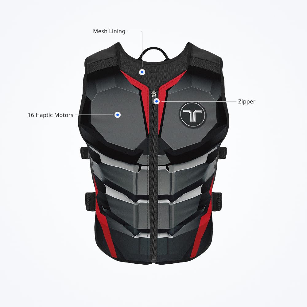 bHaptics TactSuit Air Onyx - Lightweight VR Haptic Vest with 16 Feedback Motors, Wireless Bluetooth, Model BHTV16M1D