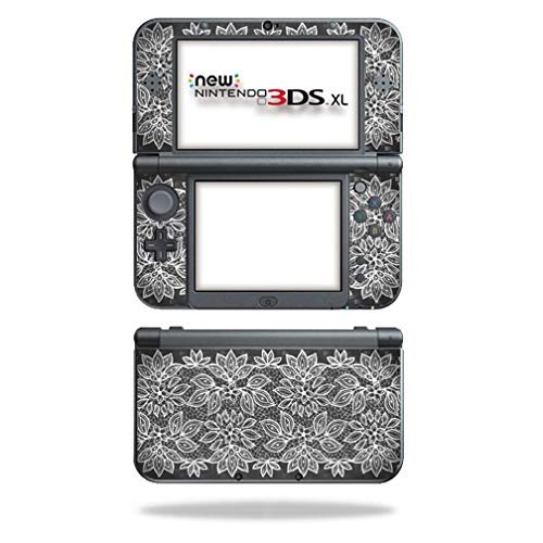 MightySkins Carbon Fiber Skin for Nintendo New 3DS XL (2015) - Floral Lace | Protective  Durable Textured Carbon Fiber Finish | Easy to Apply  Remove  and Change Styles | Made in The USA