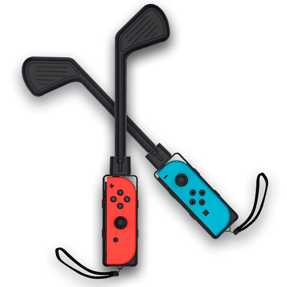 Nargos Golf Club for Nintendo Switch Joy-Con - 2 Pack Sports Game Accessories, Black