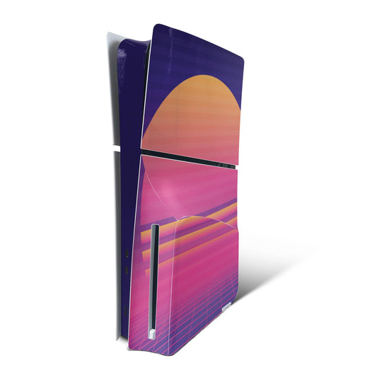 MightySkins Skin Compatible with PlayStation 5 Slim Disk Edition Console Only - Synthwave Sunset | Protective  Durable  and Unique Vinyl Decal wrap Cover | Easy to Apply | Made in The USA