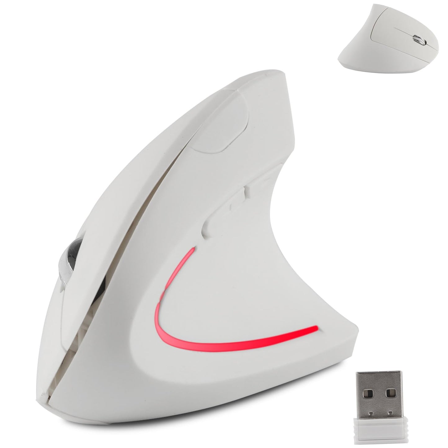 Wireless Mouse Ergonomic Vertical Ergo High Presion Optical Lightweight Cordless LED Light Cute Wireless Mouse for Laptop Computer Mac Office Girl Boy Women Men Gift 800/1200/1600 DPI 6 Buttons