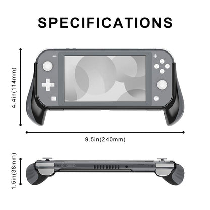 Fashion Y Grip Case for Nintendo Switch Lite, Ergonomic Black Protective Handle, Model SS-123, Durable ABS Material