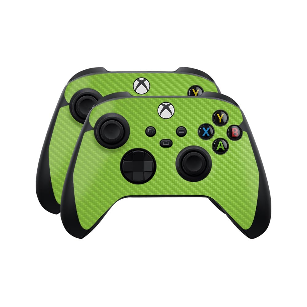 Carbon Fiber Skin Compatible with Microsoft Xbox Series X|S Controller (2 Pack) - Solid Lime Green - Premium 3M Vinyl Protective Wrap Decal Cover - Easy to Apply | Crafted in The USA by MightySkins