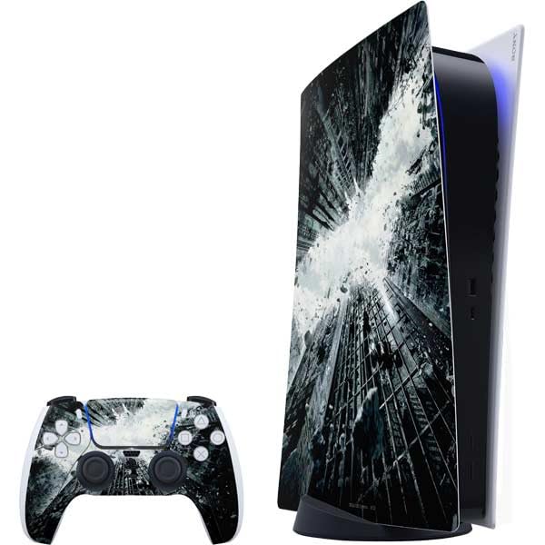 Skinit Decal Gaming Skin Compatible with PS5 Bundle - Officially Licensed DC Comics Batman Dark Knight Rises Poster Design