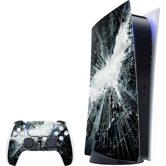 Skinit Decal Gaming Skin Compatible with PS5 Bundle - Officially Licensed DC Comics Batman Dark Knight Rises Poster Design