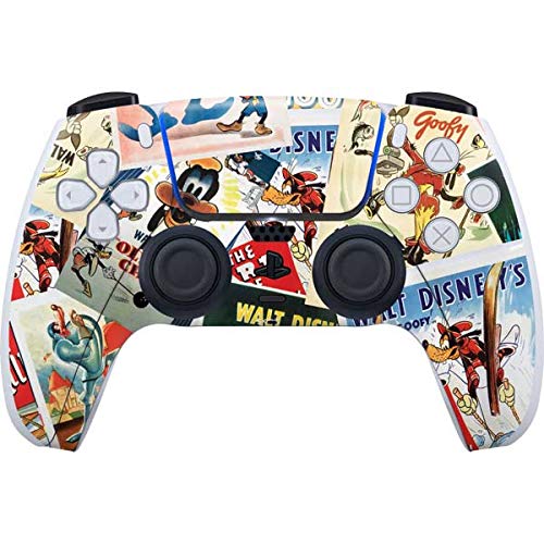 Skinit Decal Gaming Skin Compatible with PS5 Controller - Officially Licensed Disney Friends Retro Goofy Stamps Art Design