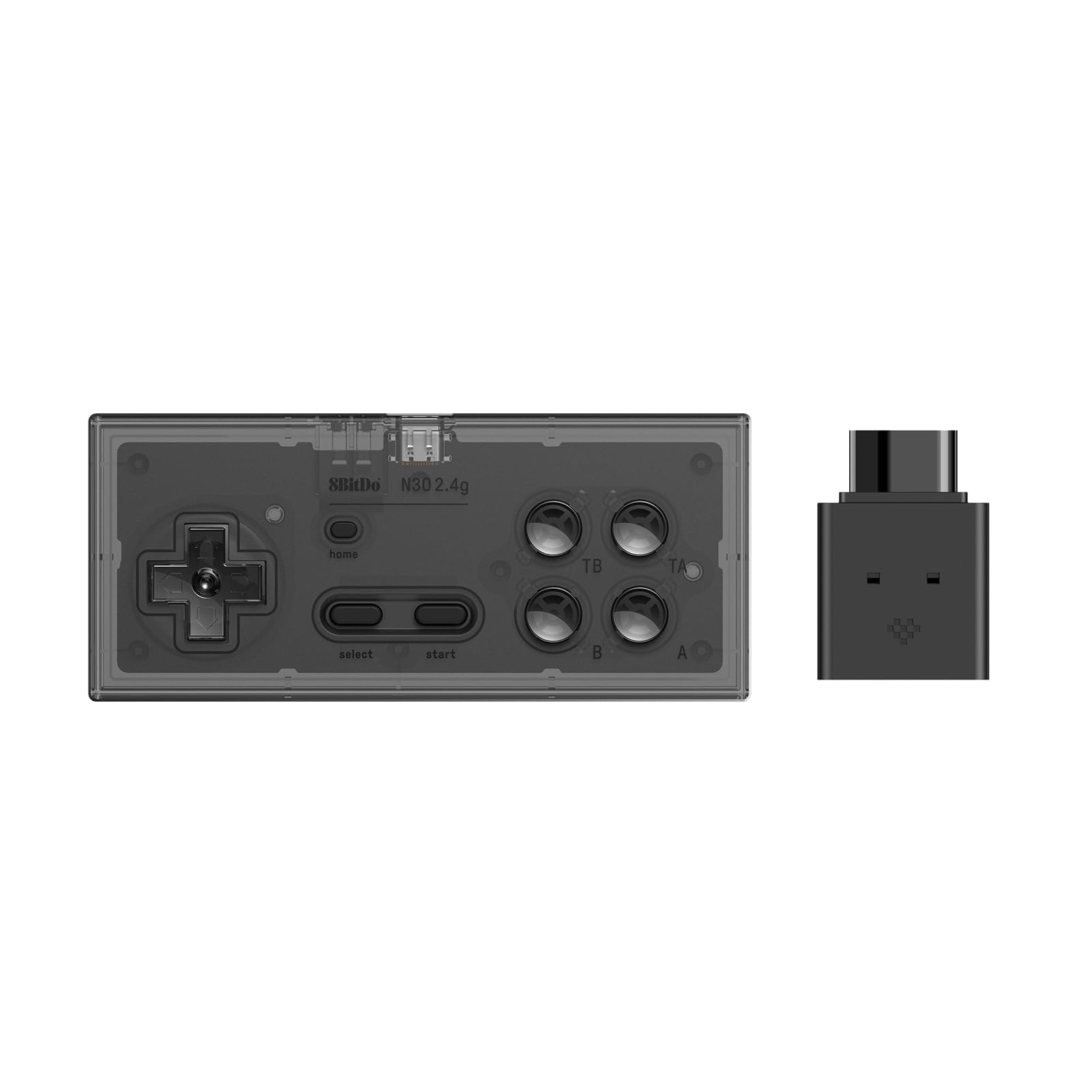 8Bitdo N30 Wireless Gamepad for NES - Transparent Edition, 123.8mm x 53.5mm x 19.7mm
