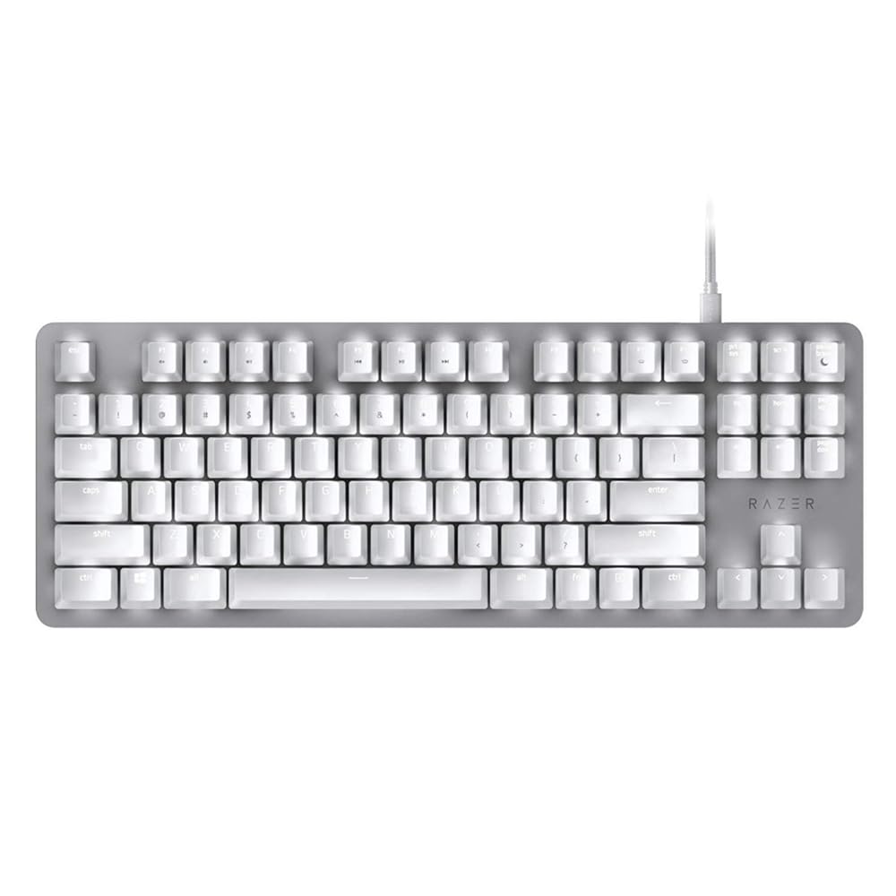 Razer Blackwidow Lite Mercury Silent Mechanical Gaming Keyboard, White LED Backlighting, Orange Switches, US Layout, Model RZ03-02640700-R3M1