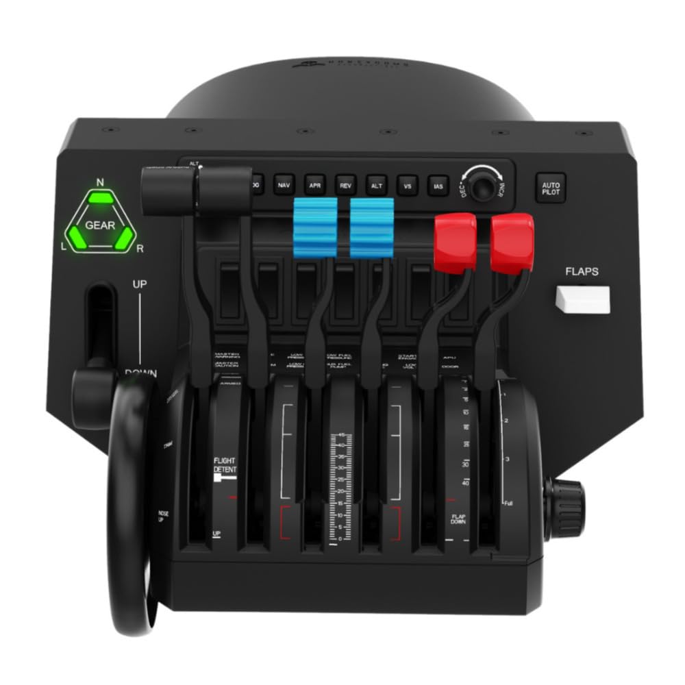 Honeycomb Bravo Flight Simulator Throttle Quadrant - Trim  Gear  Flaps  Autopilot  Radio Switch Panel - 6 Interchangeable Levers - Desk Clamps Included - Programmable Functions - USB-C Cable Included