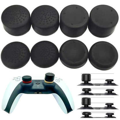 MaD Vision Ergonomic Thumb Grips for PS5/PS4/Xbox/Nintendo Switch - Black, Standard Rubber Pads, Different Heights & Textures, 4 Pairs