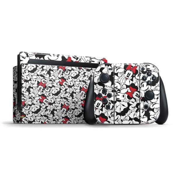 Skinit Decal Gaming Skin Compatible with Nintendo Switch Bundle - Officially Licensed Disney Minnie Mouse Red Color Pop Face Pattern Design