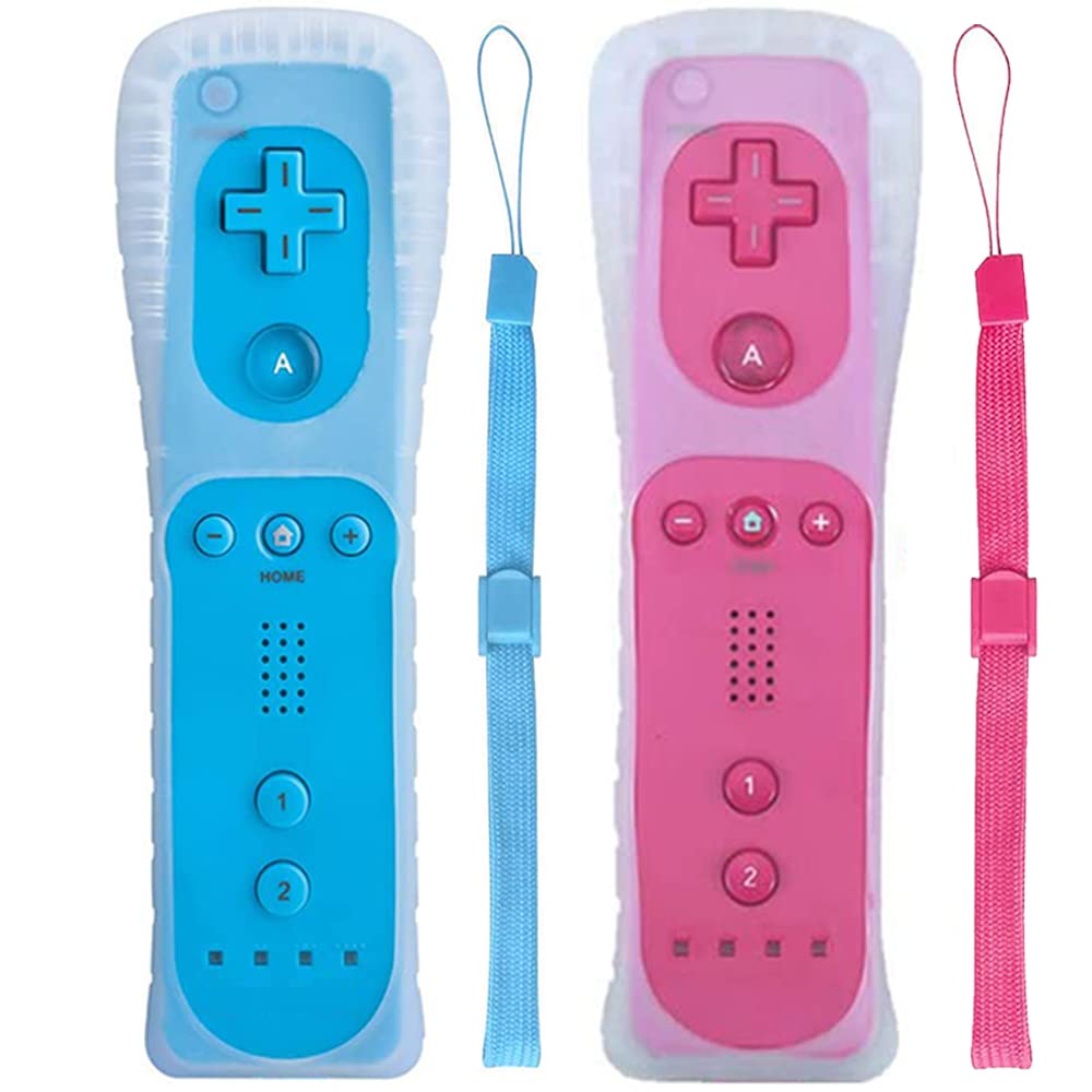 Tevodo Wii Remote Controller - 2 Pack Wireless Gamepad, Compatible with Wii/Wii U, Blue & Pink