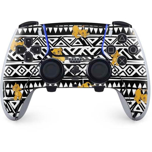 Skinit Decal Gaming Skin Compatible with PS5 DualSense Edge Pro Controller - Officially Licensed Disney The Lion King Simba Tribal Print Design