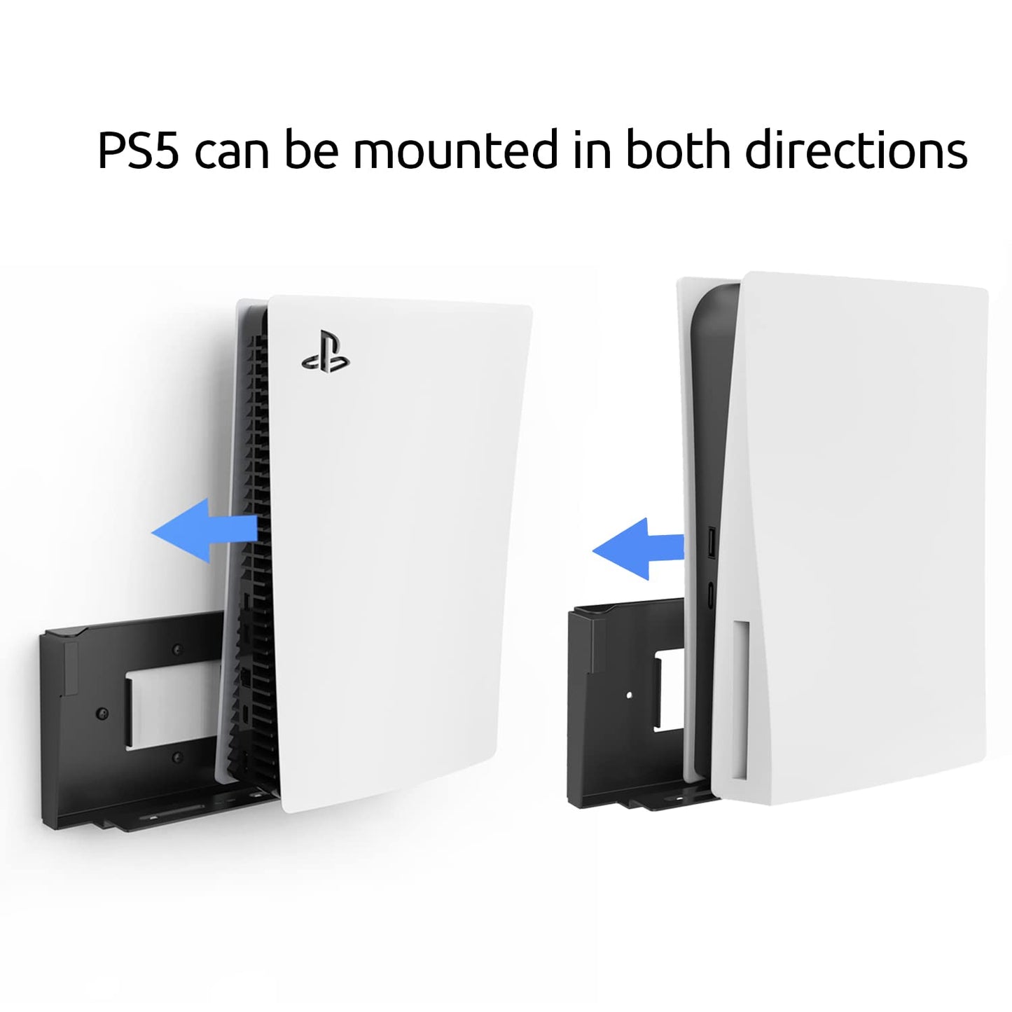Monzlteck PS5 Wall Mount Holder - All Metal Vertical Design for PS5 Original/Slim/Pro - Black with Controller Holder