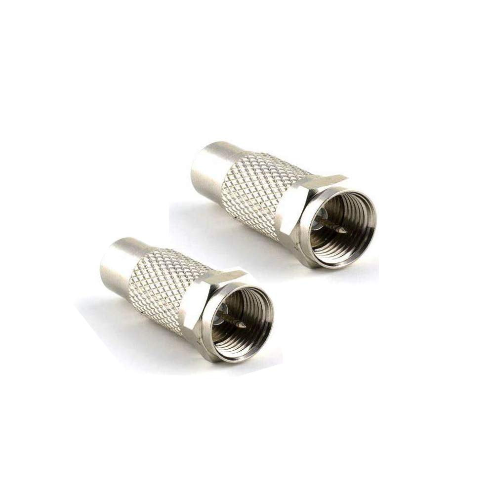 WICAREYO RF to Coax Adapter - 2PCS F Type Female to Male Plug, Silver, Compatible with Atari 2600, Model 8414831193664