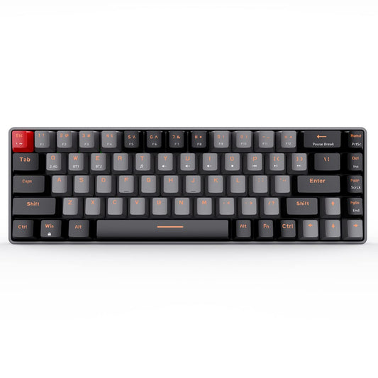 Qisan 60% Mechanical Gaming Keyboard - Dual Mode 2.4G/BT, Blue Switch, Black & Grey Combo Color, 68 Keys