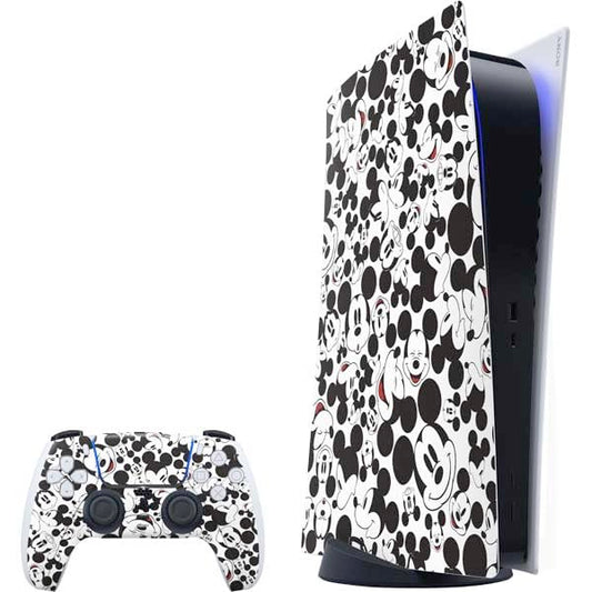 Skinit Decal Gaming Skin Compatible with PS5 Bundle - Officially Licensed Disney Mickey Mouse Face Pattern Design