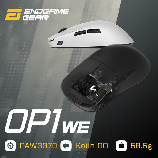 ENDGAME GEAR OP1we Wireless Gaming Mouse - Pixart PAW3370 Sensor, Claw Grip, Black, EGG-OP1WE-BLK, 2.1 oz, Mod