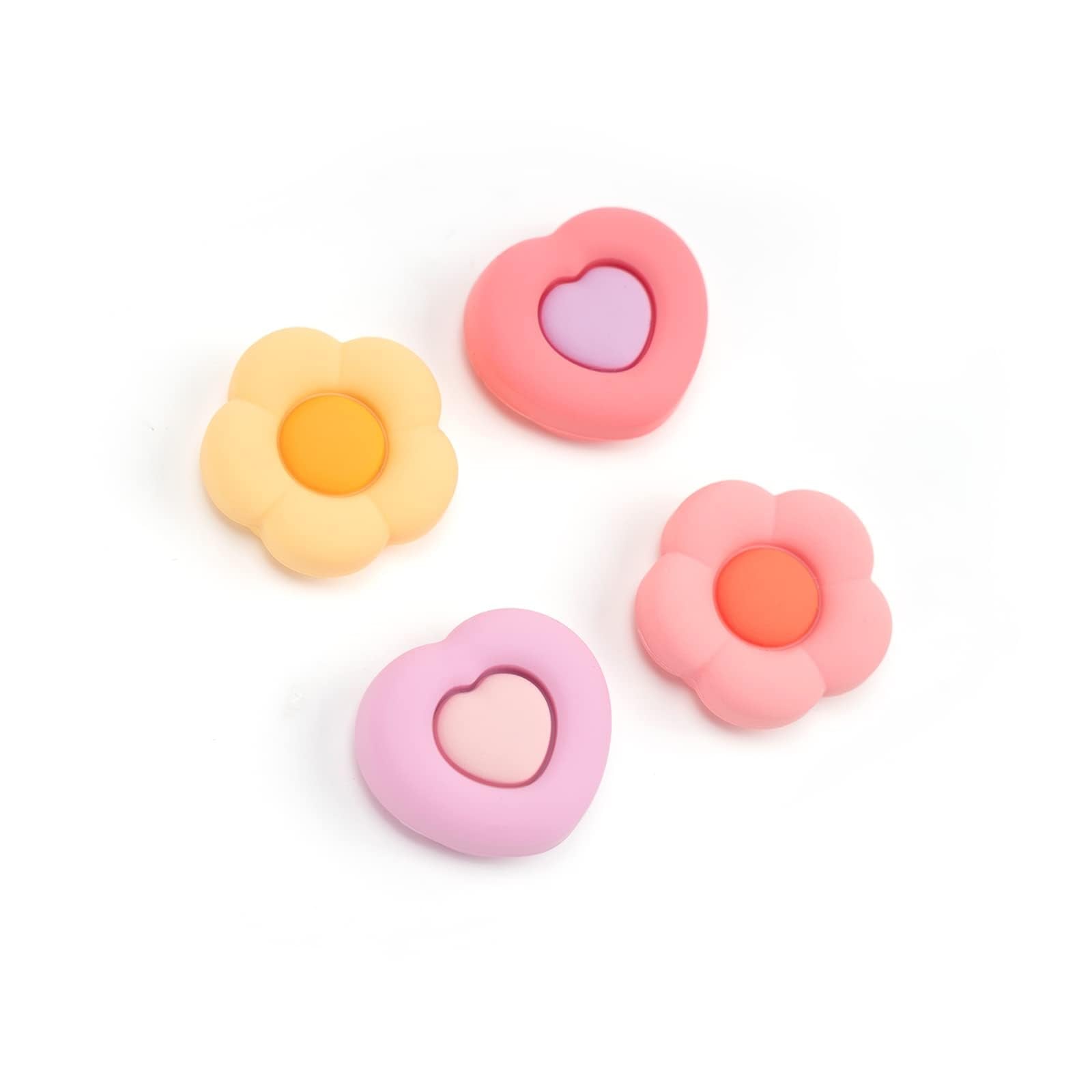 GeekShare Cute Thumb Grip Caps for PS5 Controller  Thumbsticks Cover Set Compatible with Switch Pro Controller and PS4 PS5 Controller  4Pcs - Heart & Flower