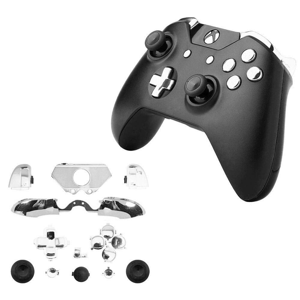 for Xbox One Elite Replacement Full Buttons Bumper Triggers T6 T8 Screwfor Xbox One Controller with 3.5mm Jack (Chrome Silver)
