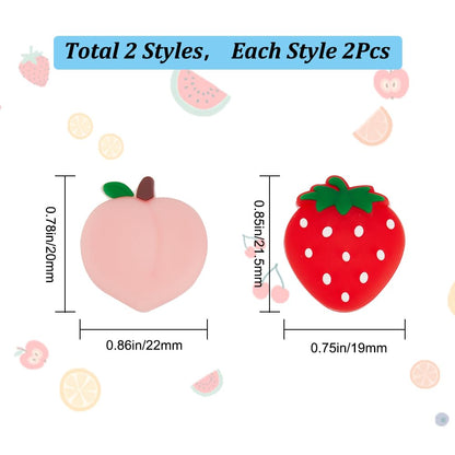 GORGECRAFT Thumb Grips for Switch OLED Lite - 4Pcs Mixed Fruit Pattern Joystick Caps, 22x20mm & 21.5x19mm, Soft Silicon Cover