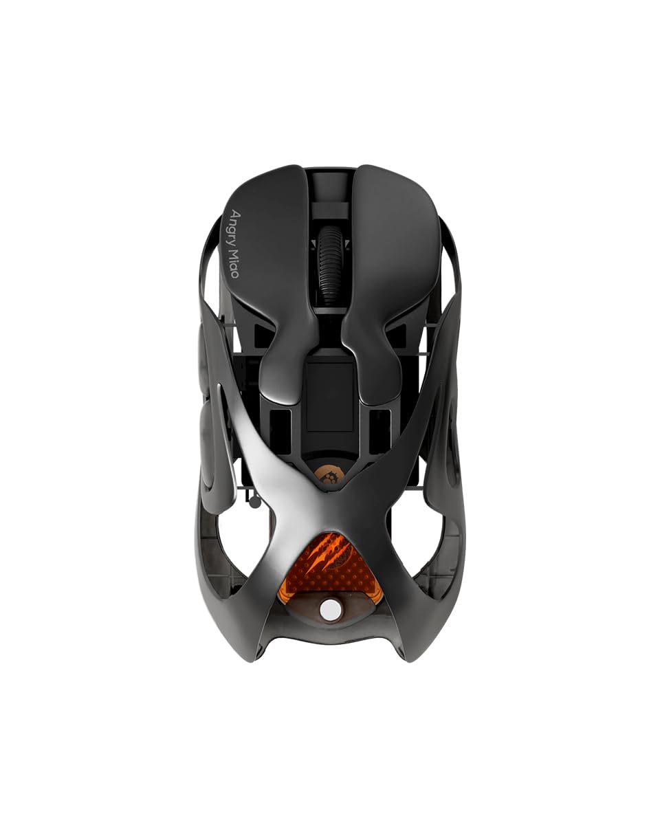 AM Infinity Mouse with 30000DPI PAW3950 Sensor Metal Ultralight 49g Hollowed-Out Design Gaming Wireless Mouse 7 Programmable Buttons Customizable RGB Lighting-Basalt Black