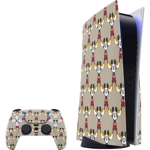 Skinit Decal Gaming Skin Compatible with PS5 Bundle - Officially Licensed Disney Mickey Mouse Pattern Formation Design