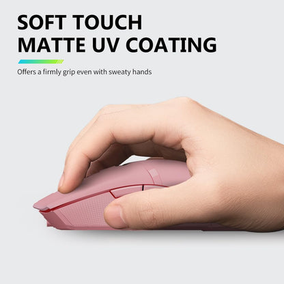 DeLUX M800PRO Wireless Gaming Mouse - Rechargeable, 26000DPI PAW3395 Sensor, Tri-Mode, Huano Pink Switches, Rose Color