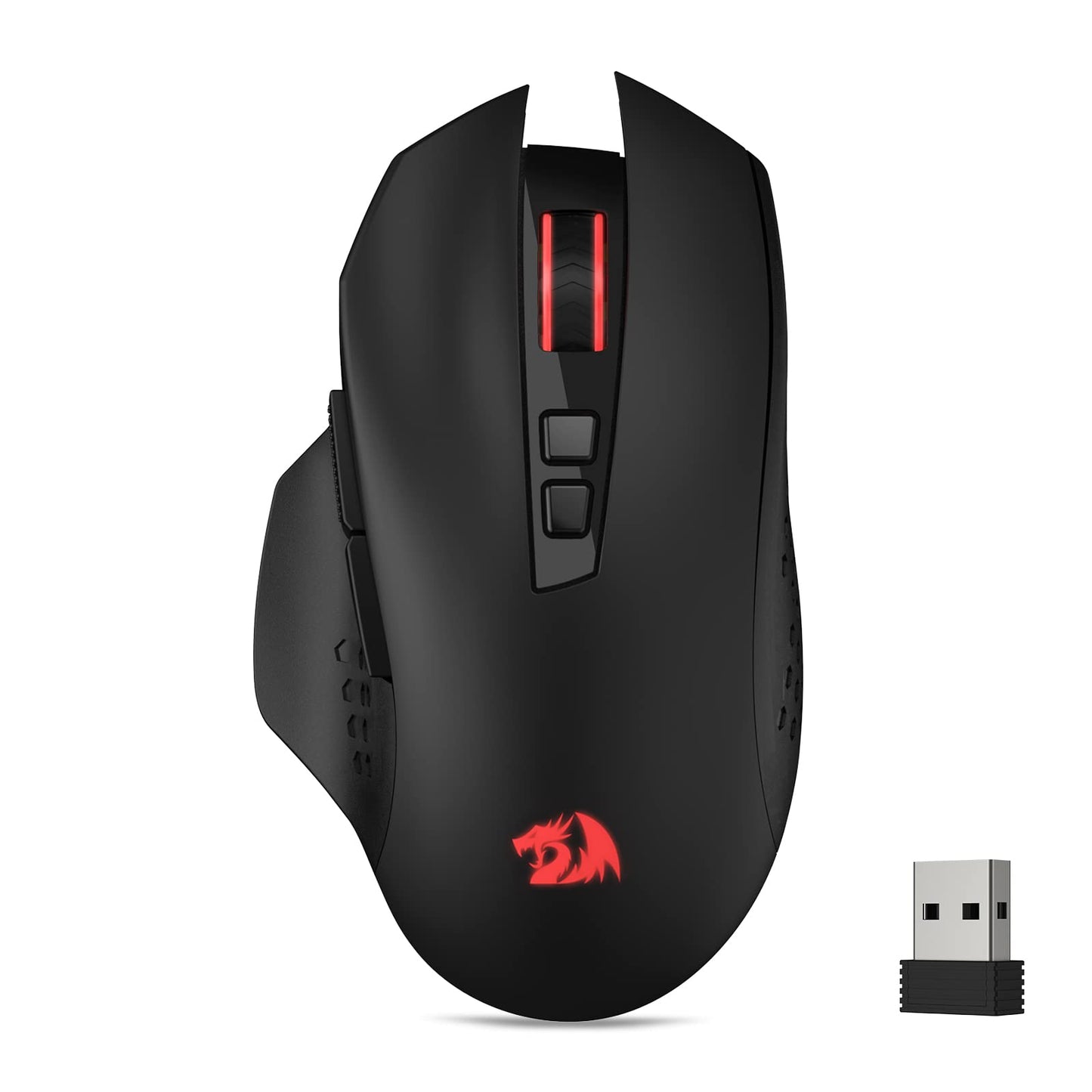 Redragon M656 Wireless Gaming Mouse - 4000 DPI, 7 Macro Buttons, Red LED, Black Plastic, Compatible with PC/Mac/Laptop