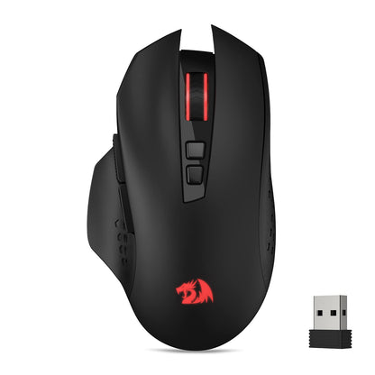 Redragon M656 Wireless Gaming Mouse - 4000 DPI, 7 Macro Buttons, Red LED, Black Plastic, Compatible with PC/Mac/Laptop