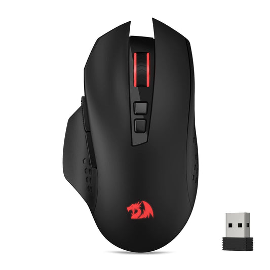 Redragon M656 Wireless Gaming Mouse - 4000 DPI, 7 Macro Buttons, Red LED, Black Plastic, Compatible with PC/Mac/Laptop