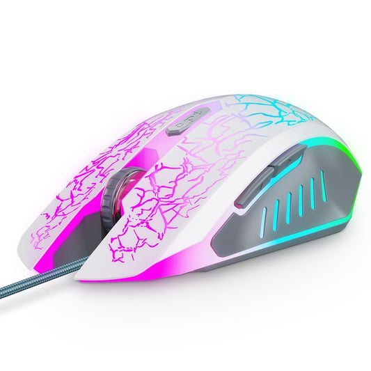 VersionTECH. Wired Gaming Mouse - Ergonomic Design, 7 RGB Lights, 6 Programmable Buttons, 4 DPI Settings, Model BX017, White