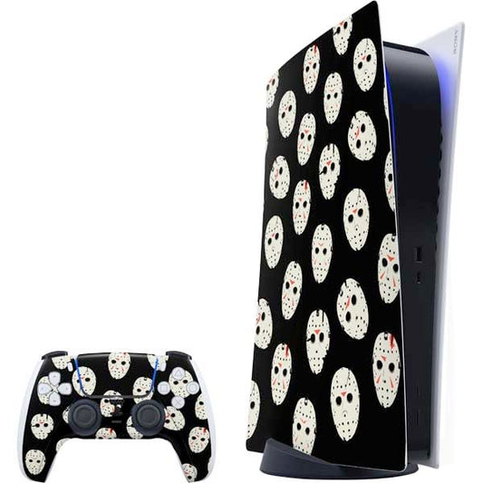 Skinit Decal Gaming Skin Compatible with PS5 Bundle - Officially Licensed Warner Bros Friday The 13th Jason Voorhees Pattern Design