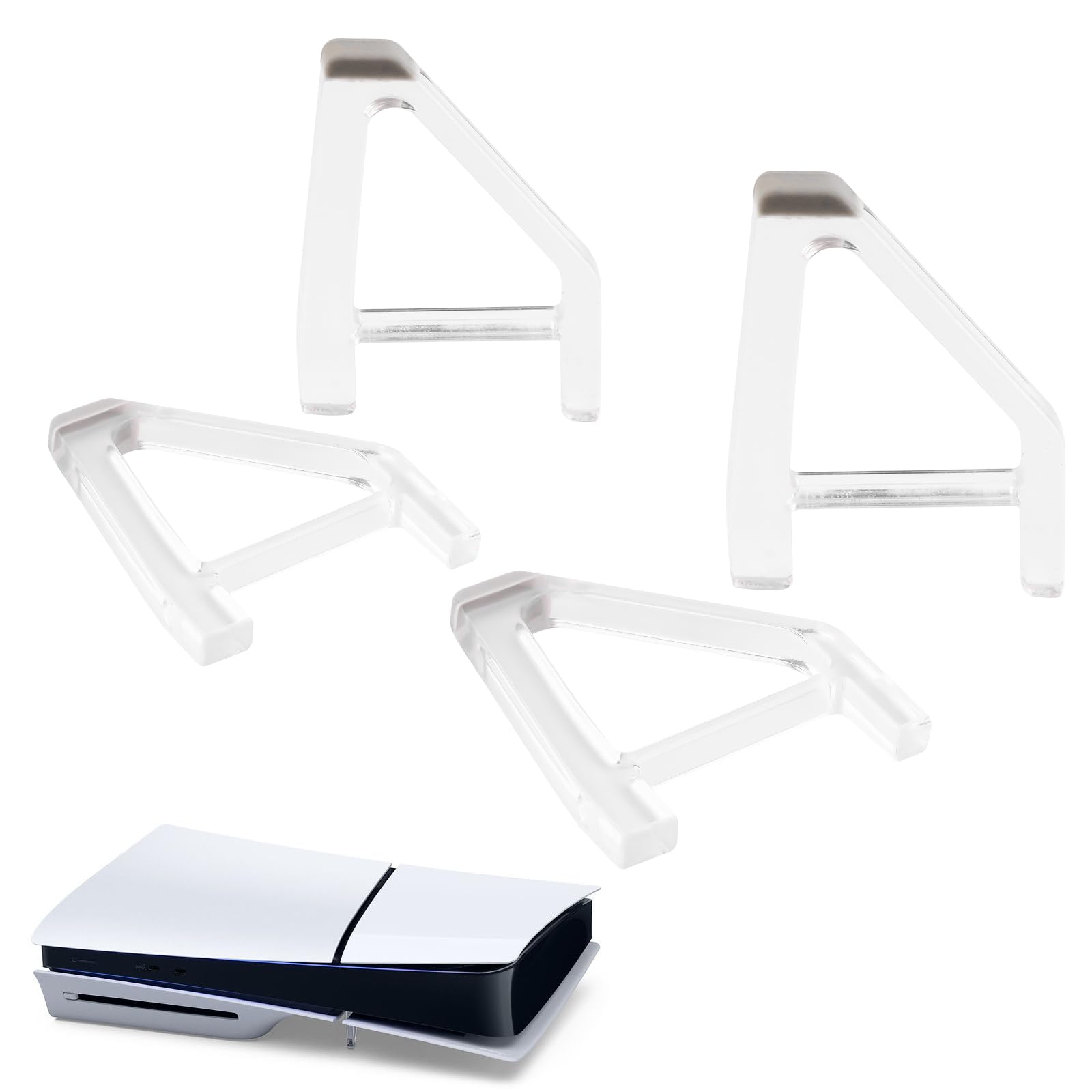 YIBEICO Stand for PS5 Slim Horizontal Stand Console Compatible with Sony PlayStation 5 Slim Disc Edition Accessories Bracket Holder Flat (Triangle*4pcs)